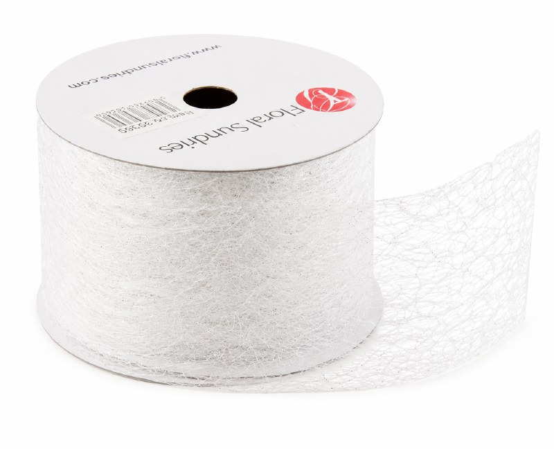 Picture of White Glitter Mesh Ribbon 2.5" x 10 Yards